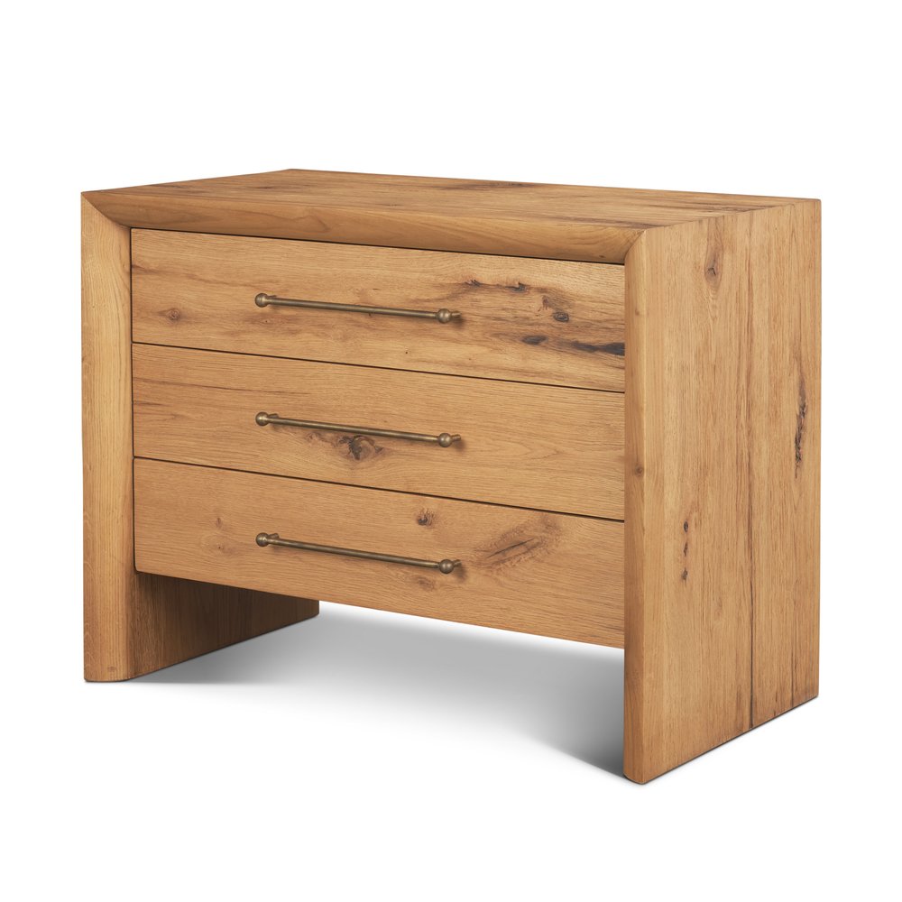 Brown Solid Wood Accent Cabinet with Three Drawers - 19-inch