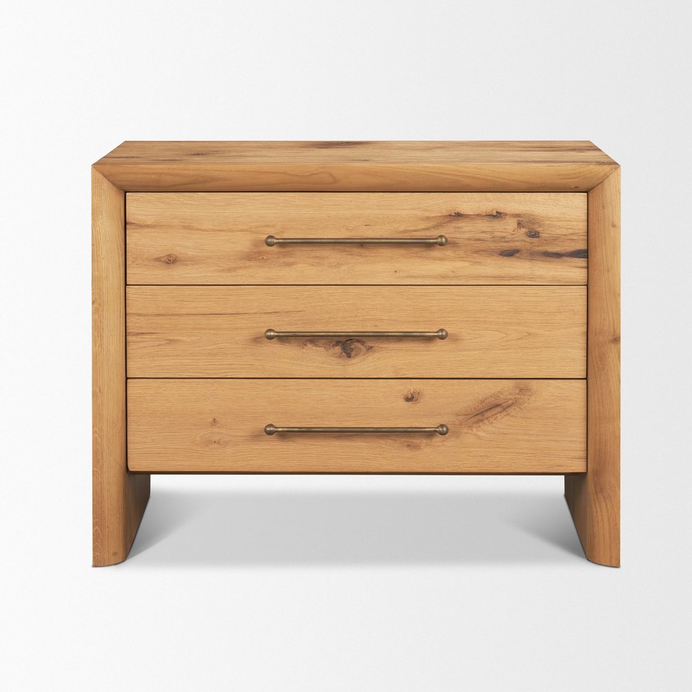 Brown Solid Wood Accent Cabinet with Three Drawers - 19-inch