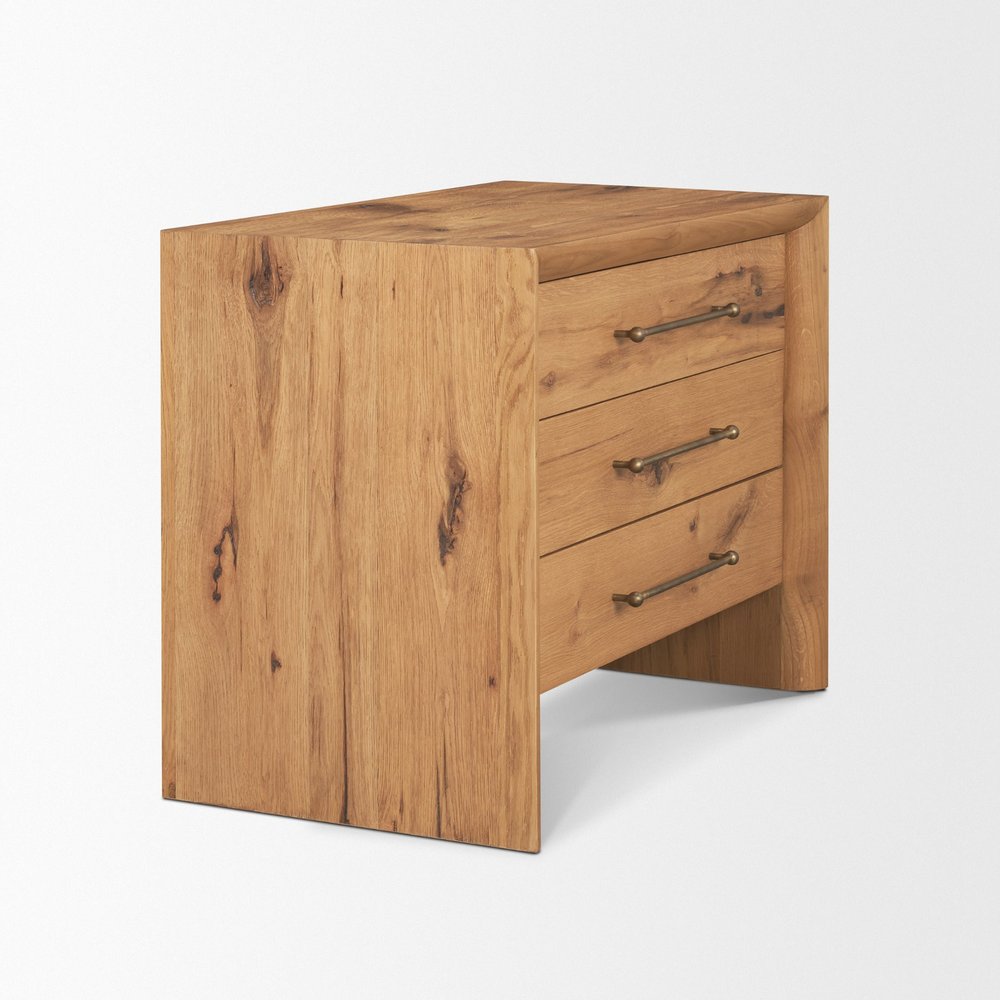 Brown Solid Wood Accent Cabinet with Three Drawers - 19-inch
