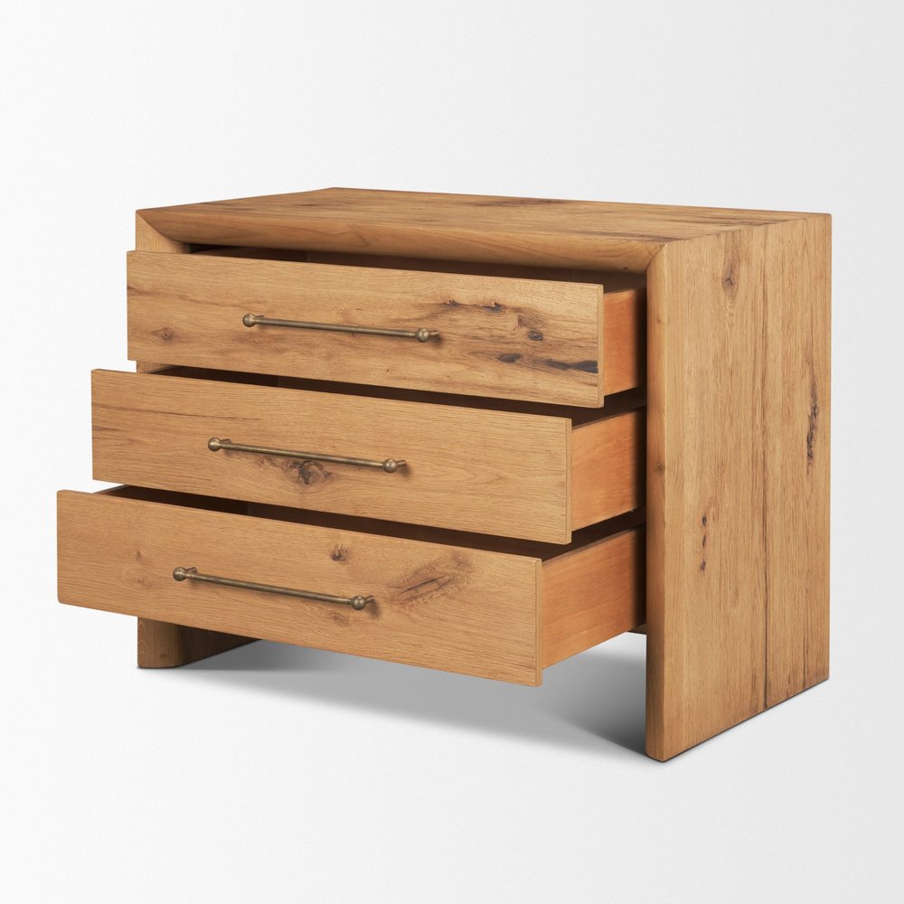 Brown Solid Wood Accent Cabinet with Three Drawers - 19-inch