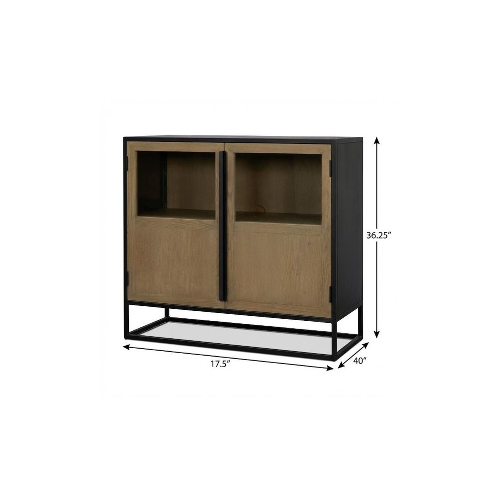 Black Iron and Metal Accent Cabinet with Two Doors - 18-inch