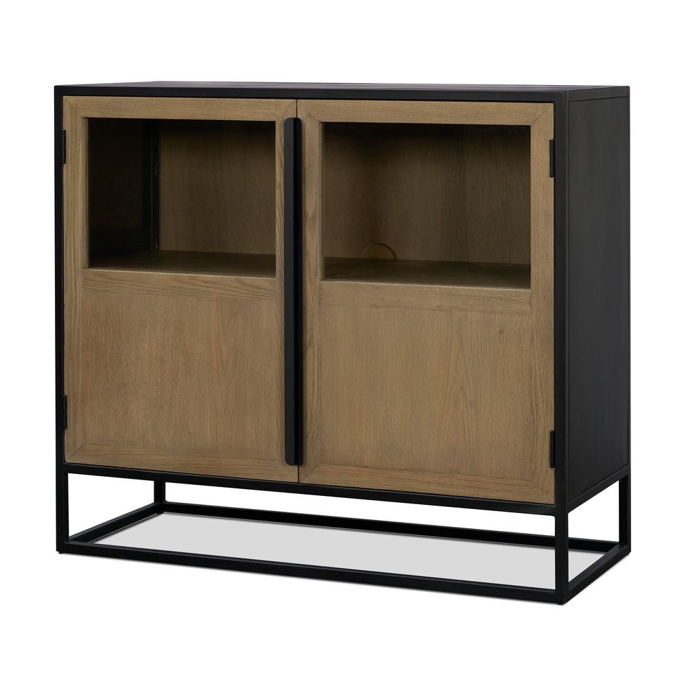 Black Iron and Metal Accent Cabinet with Two Doors - 18-inch