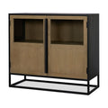 Black Iron and Metal Accent Cabinet with Two Doors - 18-inch