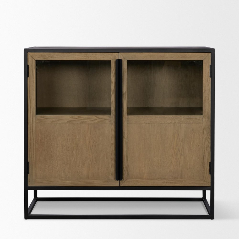 Black Iron and Metal Accent Cabinet with Two Doors - 18-inch