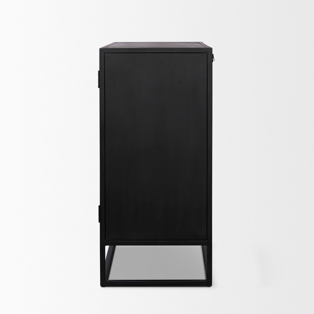 Black Iron and Metal Accent Cabinet with Two Doors - 18-inch
