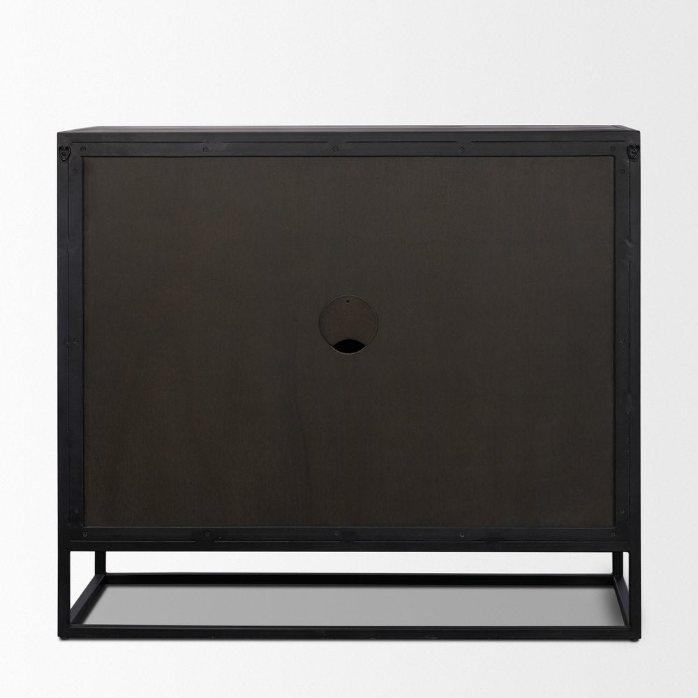 Black Iron and Metal Accent Cabinet with Two Doors - 18-inch