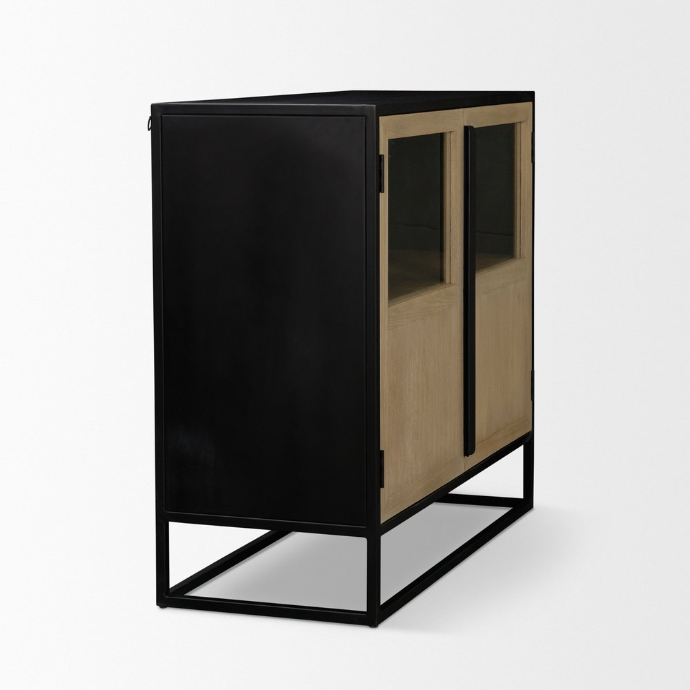 Black Iron and Metal Accent Cabinet with Two Doors - 18-inch