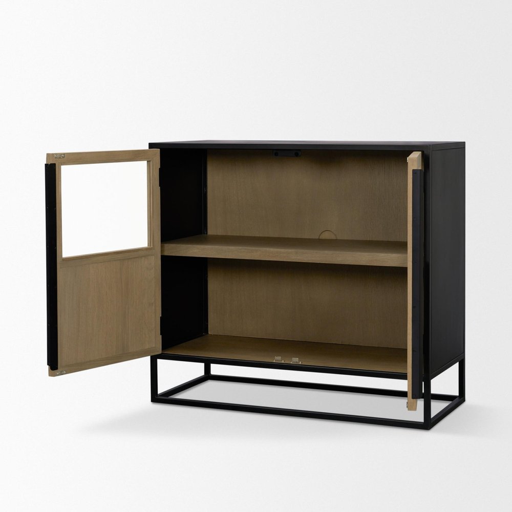 Black Iron and Metal Accent Cabinet with Two Doors - 18-inch