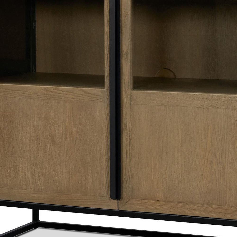 Black Iron and Metal Accent Cabinet with Two Doors - 18-inch