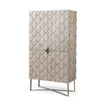Brown and Gold Solid Wood and Metal Curio Cabinet with Four Doors - 18-inch