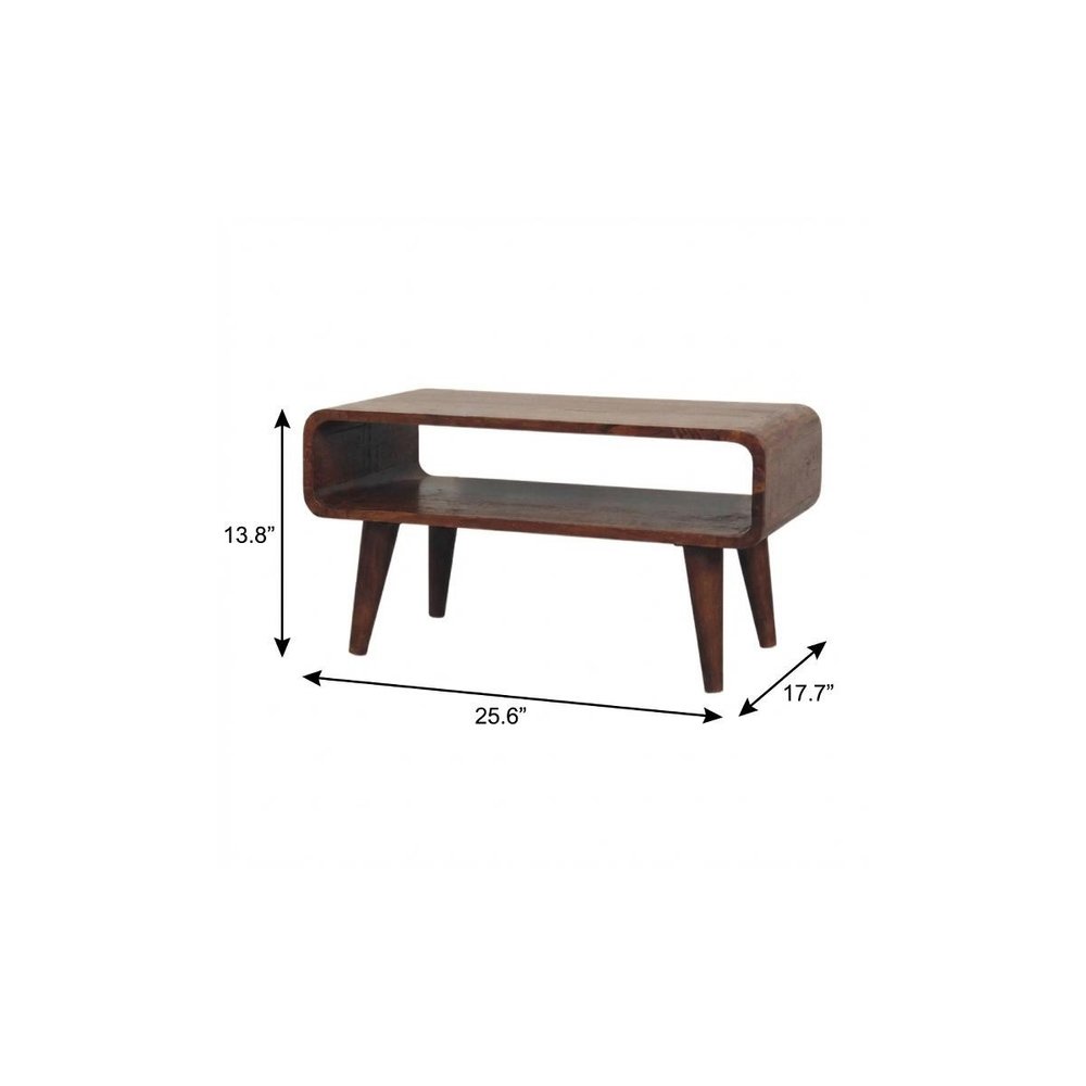 Brown Solid Wood Enclosed and Open Storage TV Stand - 26-inch
