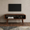 Brown Solid Wood Enclosed and Open Storage TV Stand - 26-inch