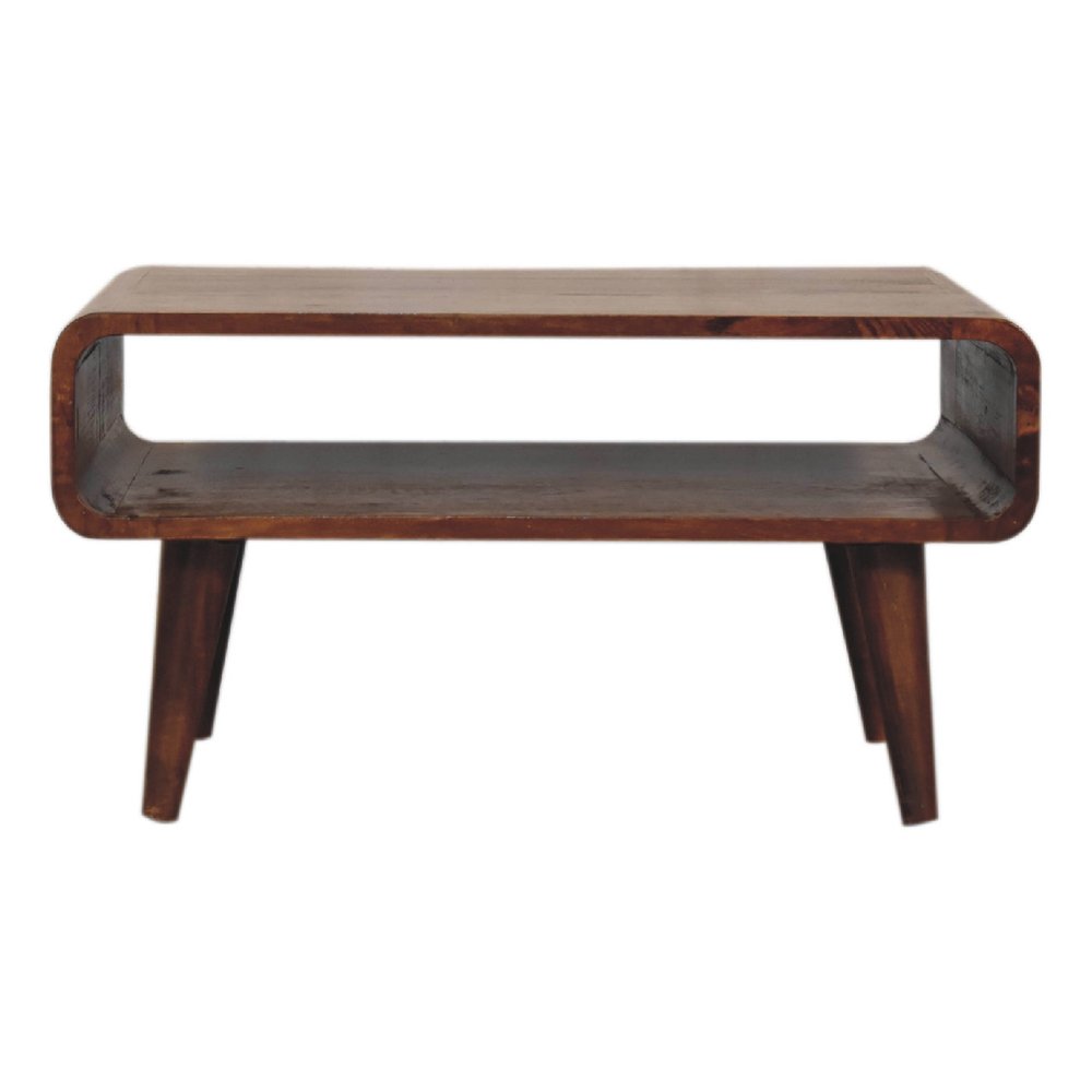 Brown Solid Wood Enclosed and Open Storage TV Stand - 26-inch