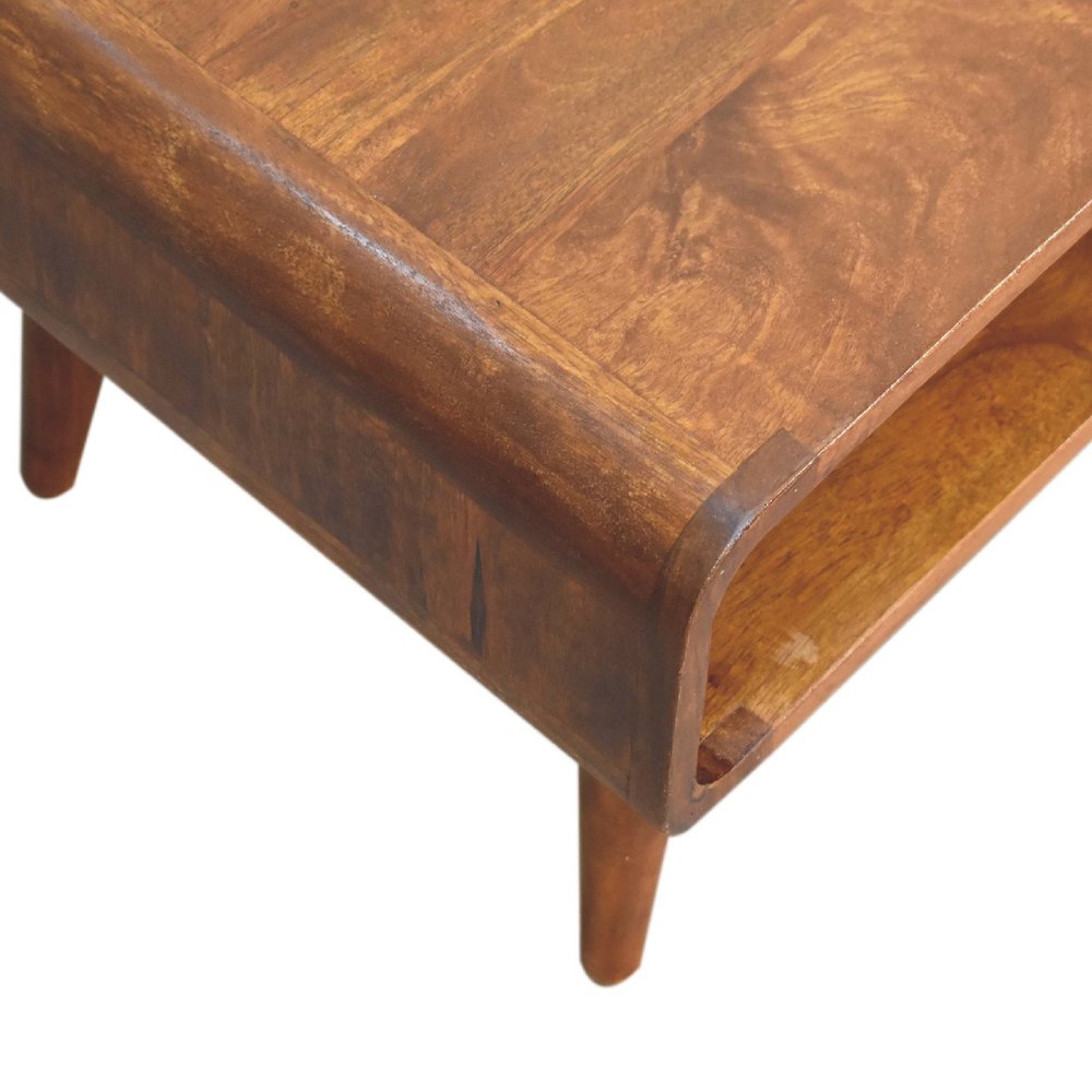 Brown Solid Wood Enclosed and Open Storage TV Stand - 26-inch