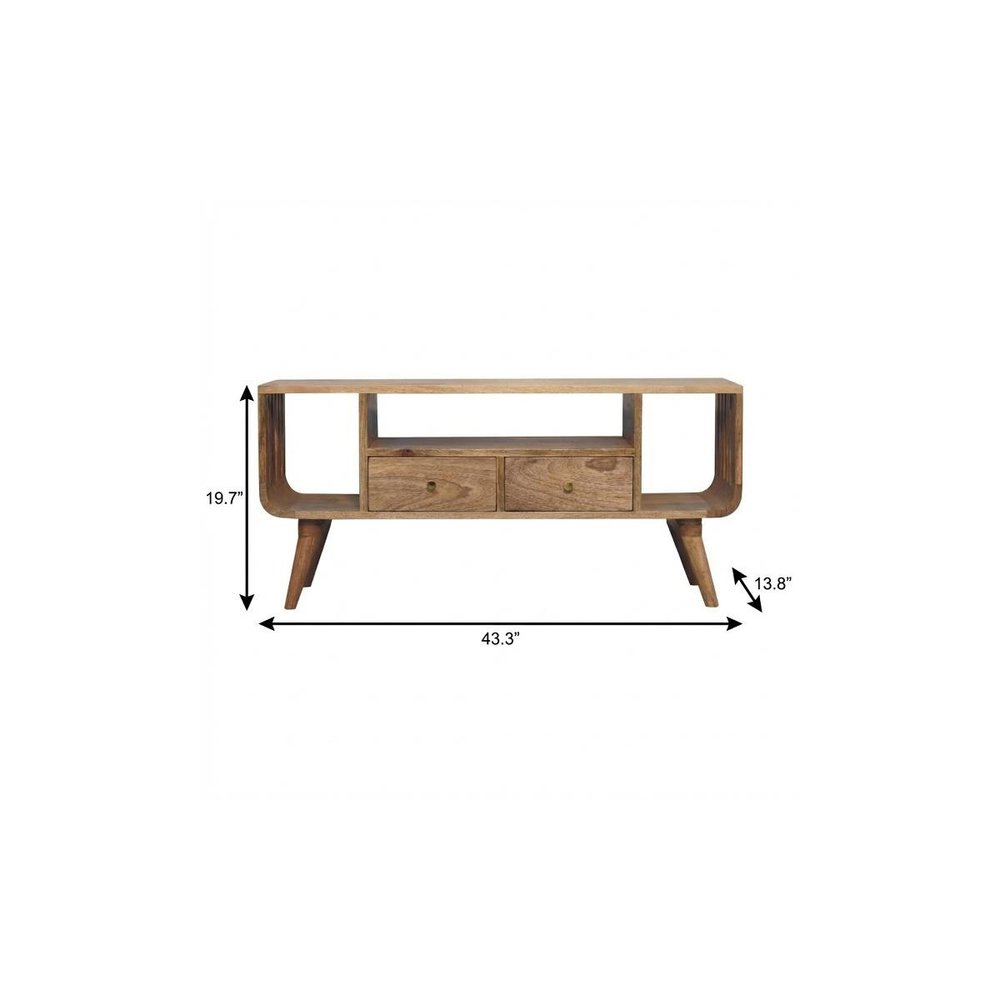 Brown Solid Wood Enclosed and Open Storage TV Stand - 43-inch