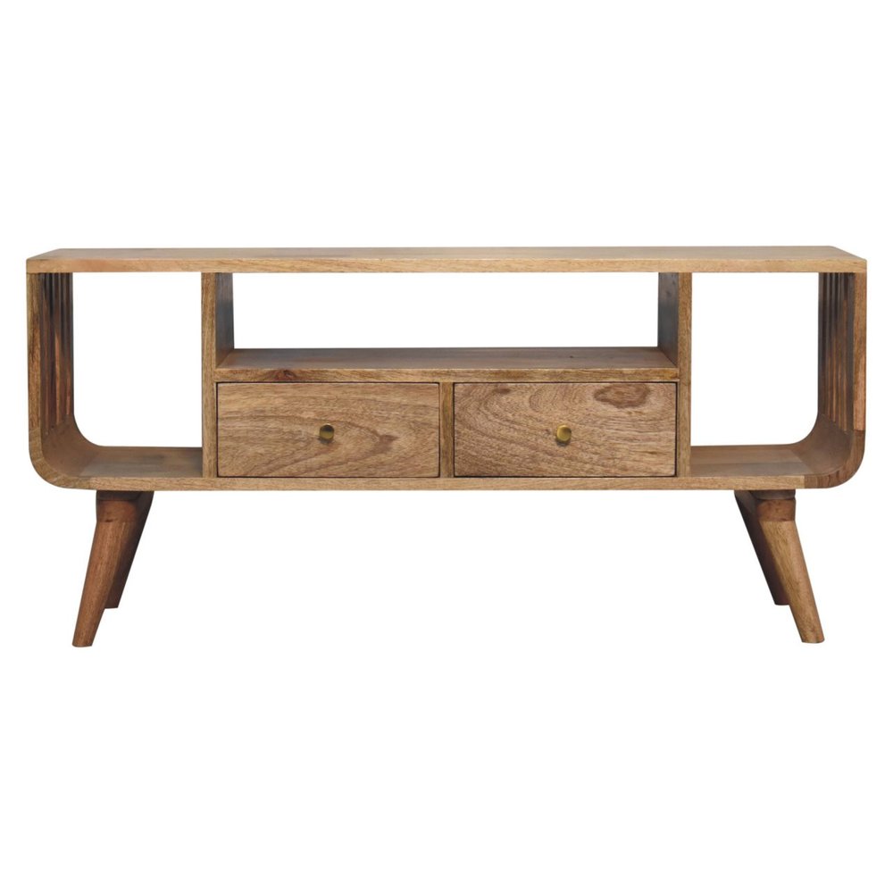 Brown Solid Wood Enclosed and Open Storage TV Stand - 43-inch