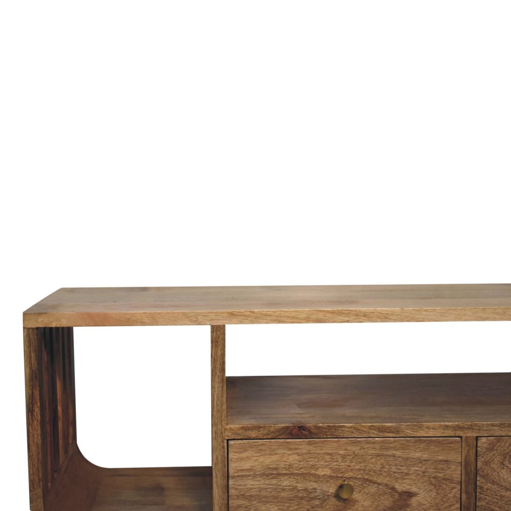 Brown Solid Wood Enclosed and Open Storage TV Stand - 43-inch