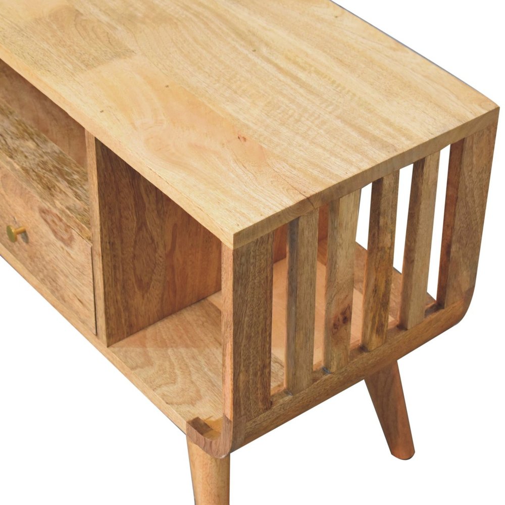 Brown Solid Wood Enclosed and Open Storage TV Stand - 43-inch