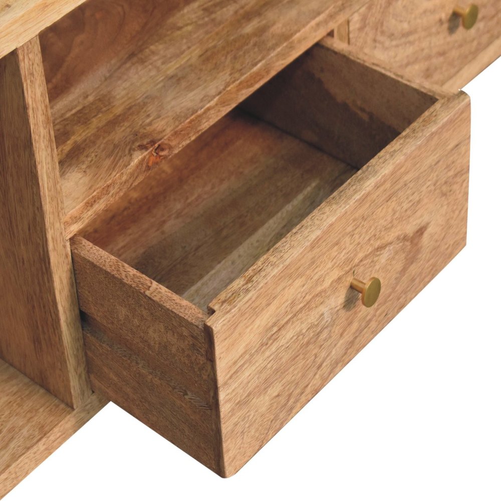 Brown Solid Wood Enclosed and Open Storage TV Stand - 43-inch