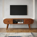 Brown Solid Wood Enclosed and Open Storage TV Stand - 39-inch