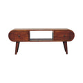 Brown Solid Wood Enclosed and Open Storage TV Stand - 39-inch