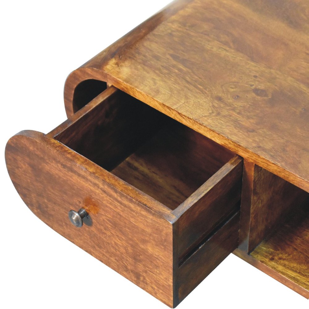 Brown Solid Wood Enclosed and Open Storage TV Stand - 39-inch