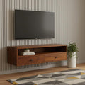 Brown Solid Wood Floating Mount TV Stand - 35-inch