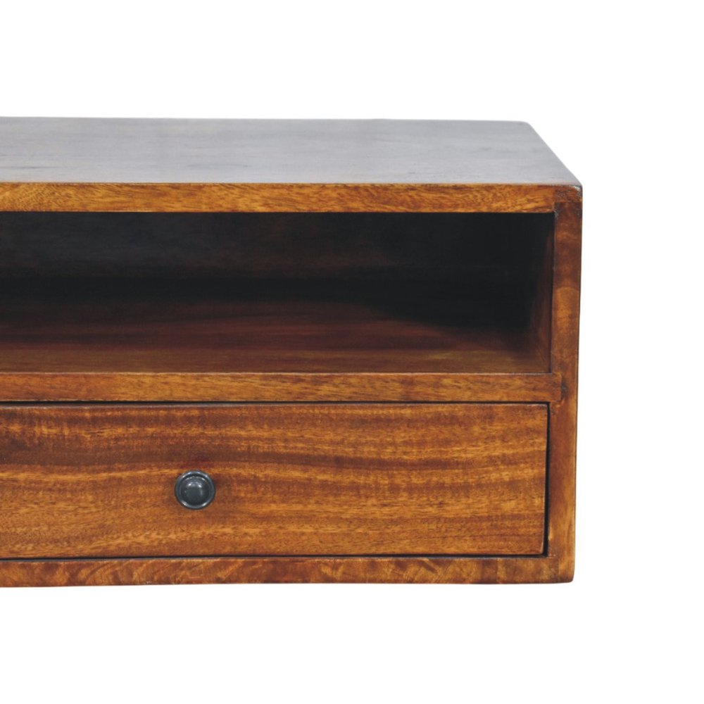 Brown Solid Wood Floating Mount TV Stand - 35-inch
