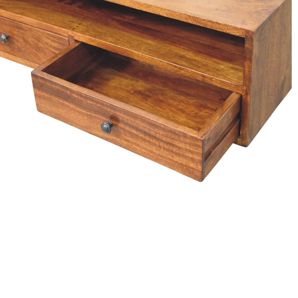 Brown Solid Wood Floating Mount TV Stand - 35-inch