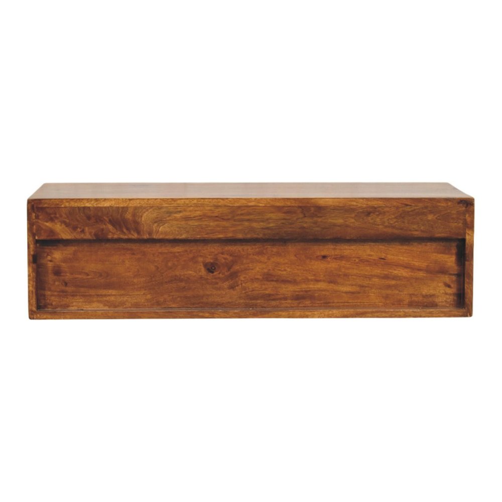 Brown Solid Wood Floating Mount TV Stand - 35-inch