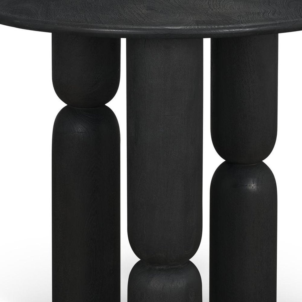 Black Solid Wood Round End Table - 30-inch