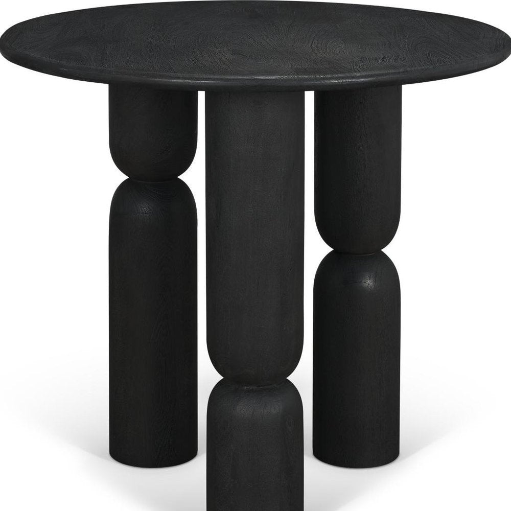 Black Solid Wood Round End Table - 30-inch