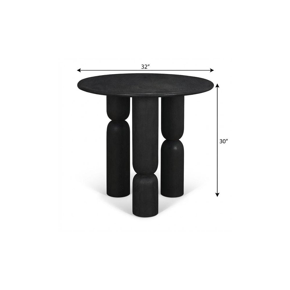 Black Solid Wood Round End Table - 30-inch