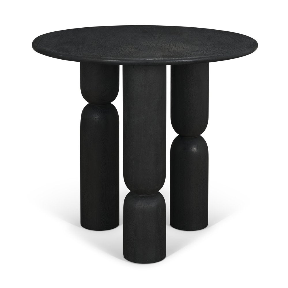 Black Solid Wood Round End Table - 30-inch