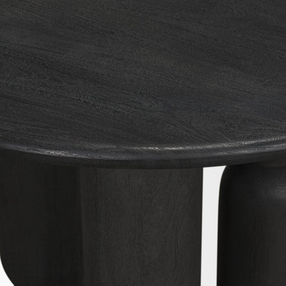 Black Solid Wood Round End Table - 30-inch