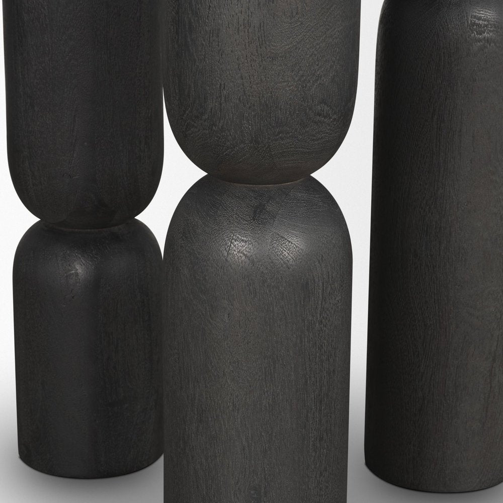Black Solid Wood Round End Table - 30-inch