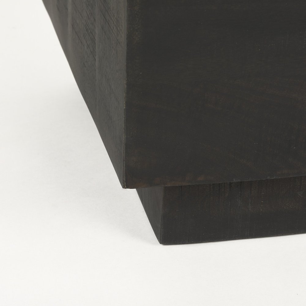 Dark Brown Distressed Solid Wood Square Block End Table - 24-inch