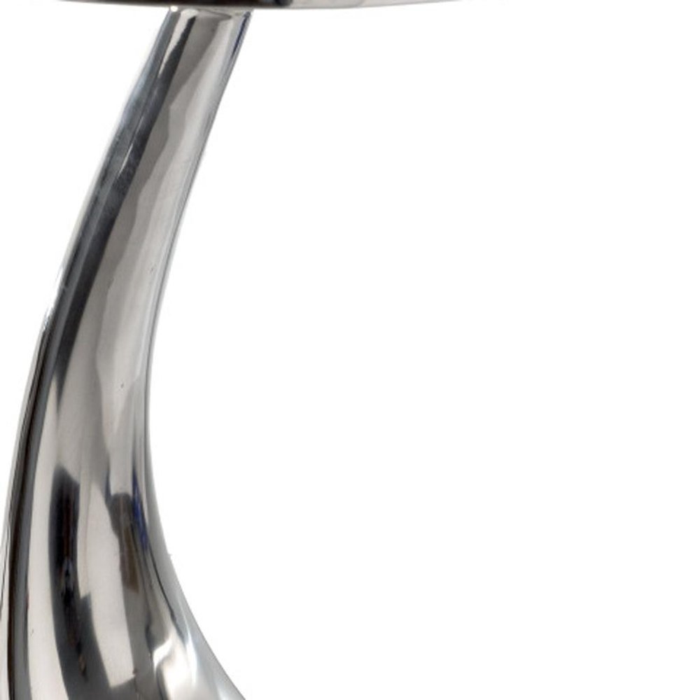 Silver and Black Aluminum and Granite Round Abstract End Table