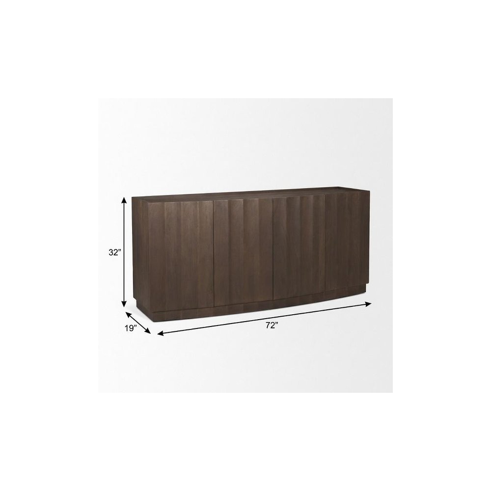 Brown Solid Wood Sideboard with Four Doors - 72-inch