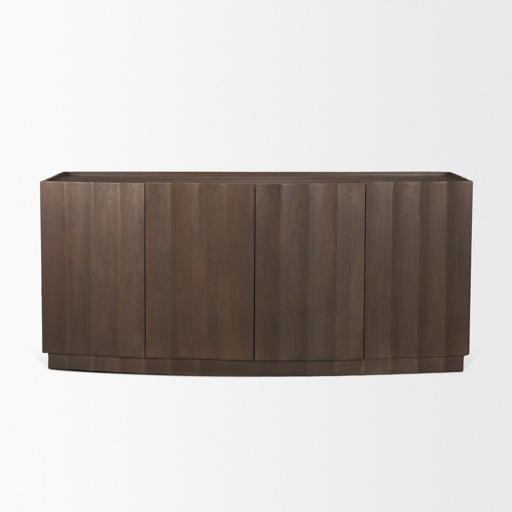 Brown Solid Wood Sideboard with Four Doors - 72-inch