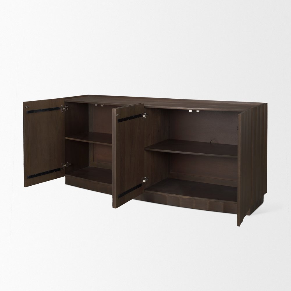 Brown Solid Wood Sideboard with Four Doors - 72-inch