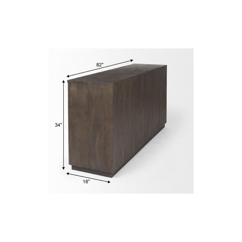 Brown Solid Wood Sideboard with Four Doors - 82-inch