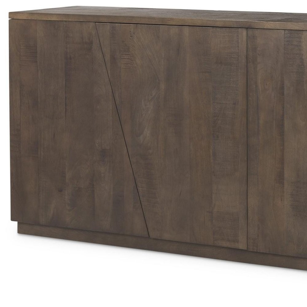 Brown Solid Wood Sideboard with Four Doors - 82-inch