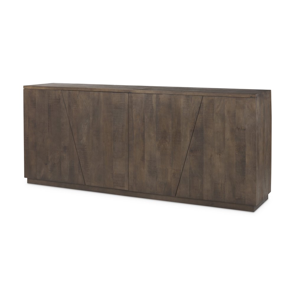 Brown Solid Wood Sideboard with Four Doors - 82-inch