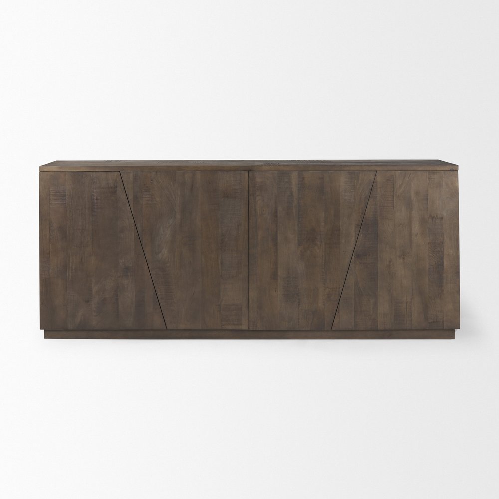 Brown Solid Wood Sideboard with Four Doors - 82-inch