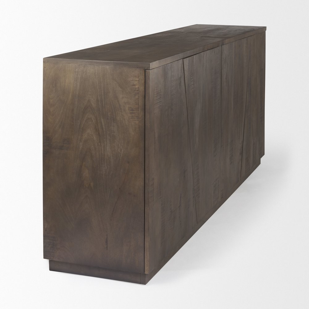 Brown Solid Wood Sideboard with Four Doors - 82-inch