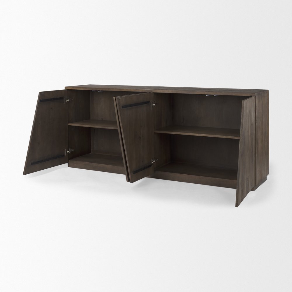 Brown Solid Wood Sideboard with Four Doors - 82-inch