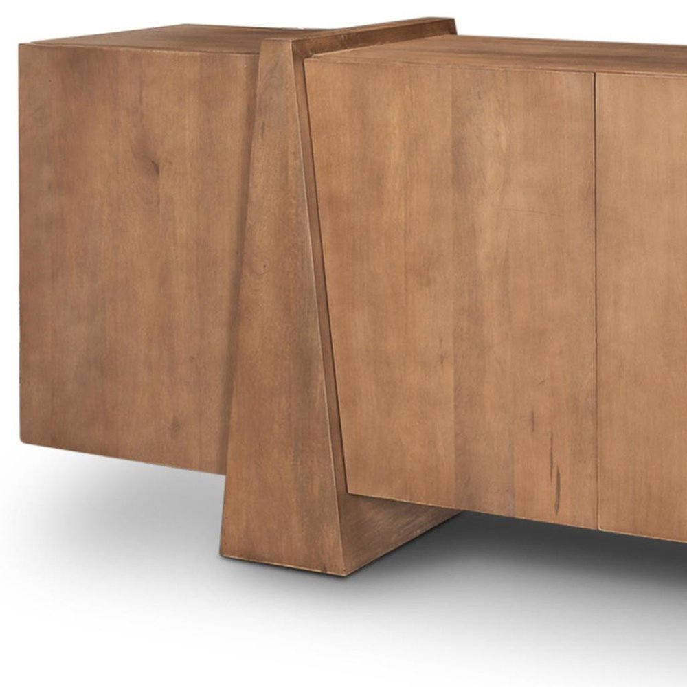 Brown Solid Wood Sideboard with Four Doors - 78-inch