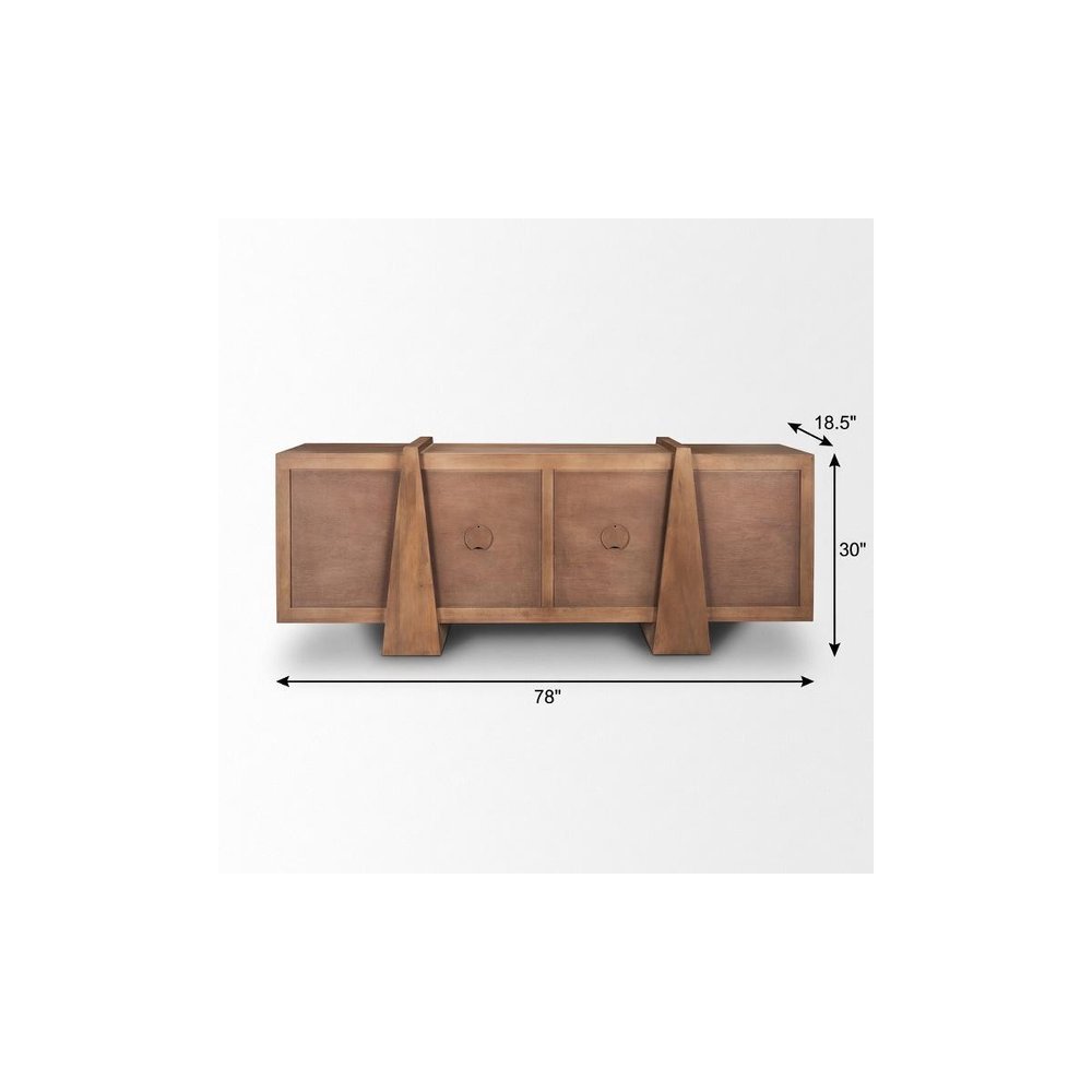 Brown Solid Wood Sideboard with Four Doors - 78-inch