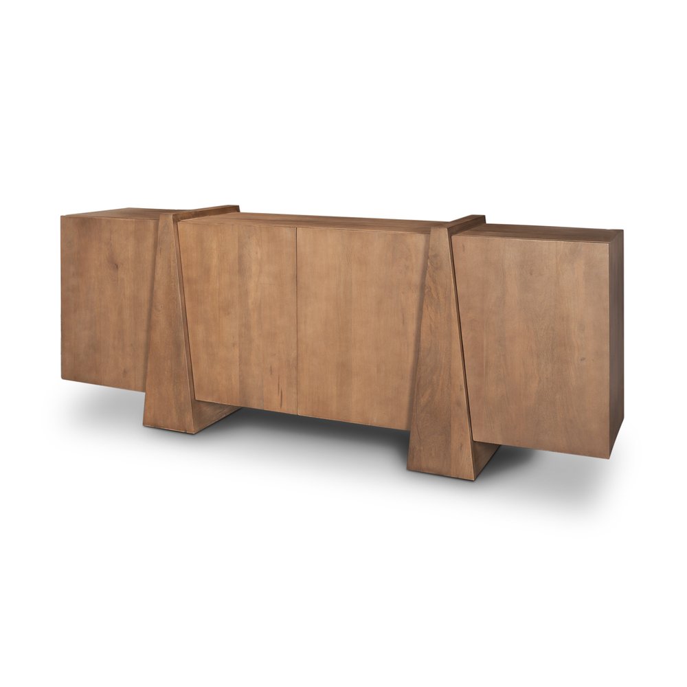 Brown Solid Wood Sideboard with Four Doors - 78-inch